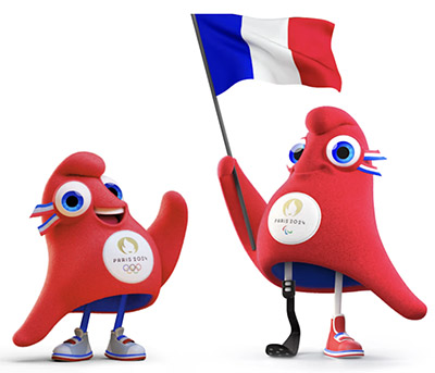 Phryge: The Paris 2024 Olympic and Paralympic mascots, based on Phrygian caps that have been a symbol of freedom throughout French history